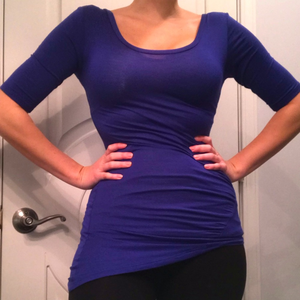 Derek Heart Vibrant Blue Half-Sleeve Top, Sz. M